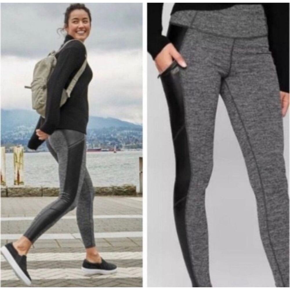 Athleta Herringbone Luxe Metro Drifter Leggings Womens M Black/Gray EUC